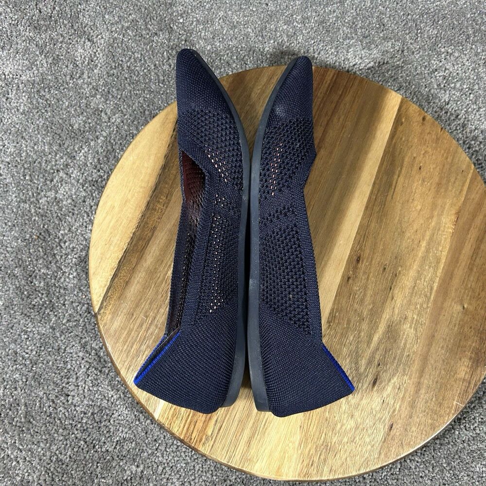 Rothy’s The Point Maritime Women’s 8 Navy Blue Lattice Stitch Pointed Toe Flats - Picture 8 of 12